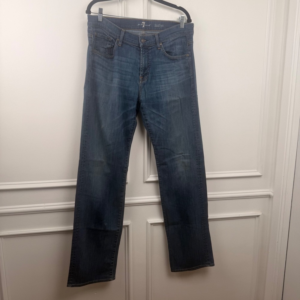 7 For All Mankind‎ Austyn Relaxed Straight Leg Jeans Mens 34x32 Medium Wash Blue